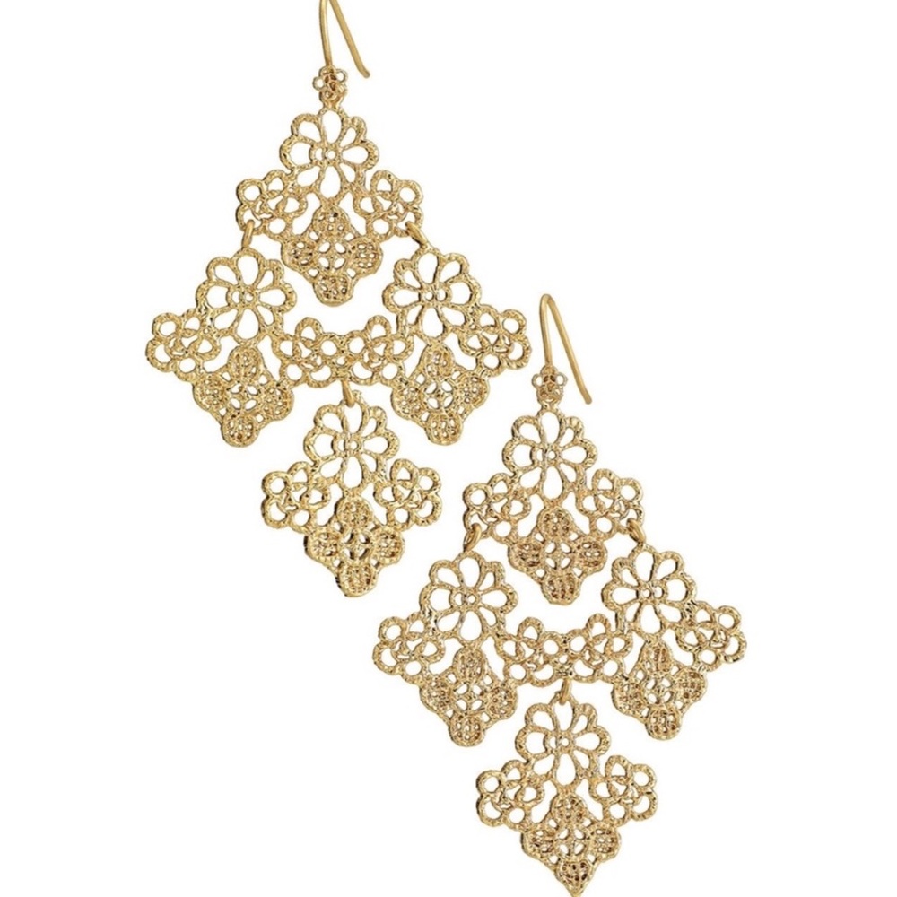 :: Stella & Dot [GOLD] Chantilly Lace Earrings - Picture 6 of 14